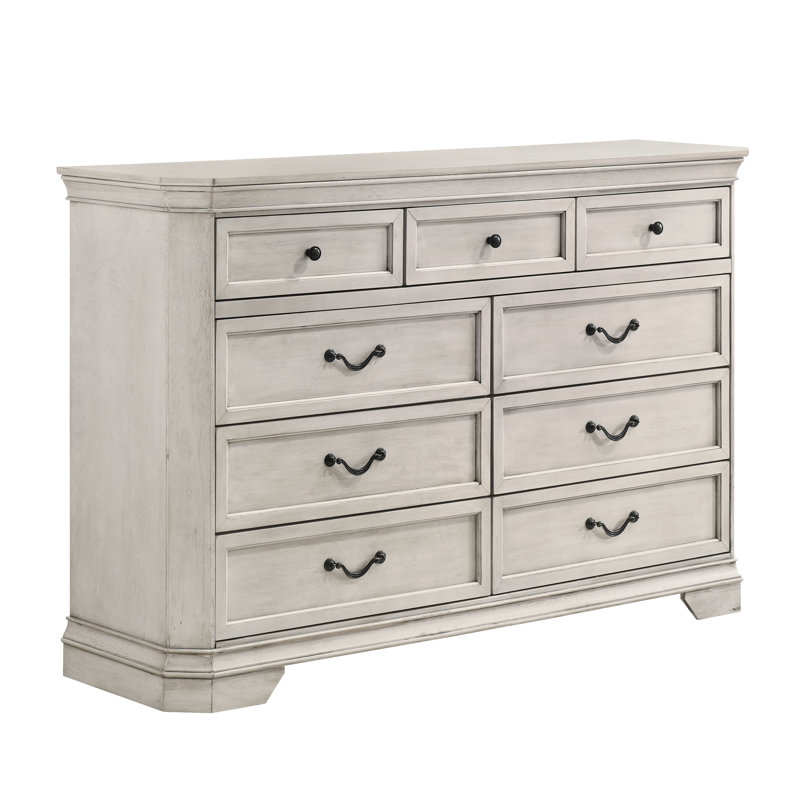 Commode 9 tiroirs Ailany, Blanc antique