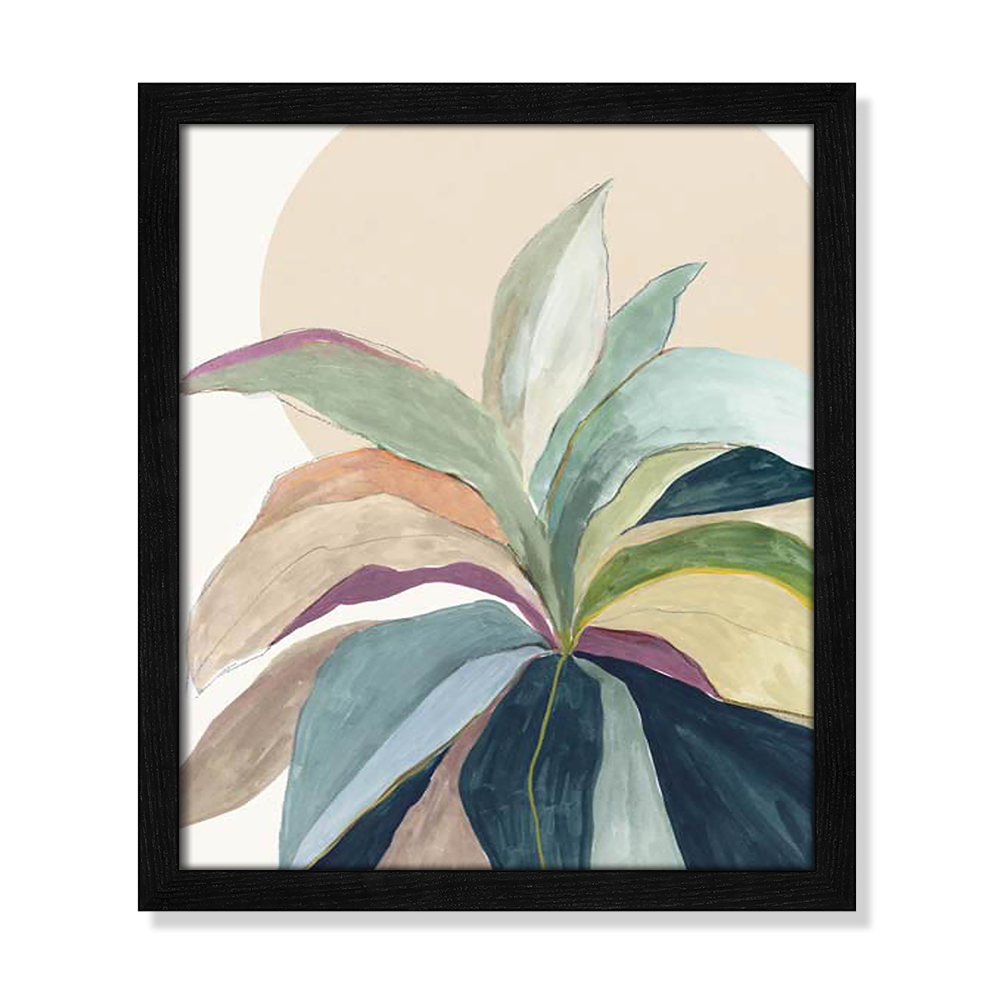 Sunny Bright Leaves II by Asia Jensen, 15" H x 13" W x 0.75" D, Black Slim Unmatted Picture Framed