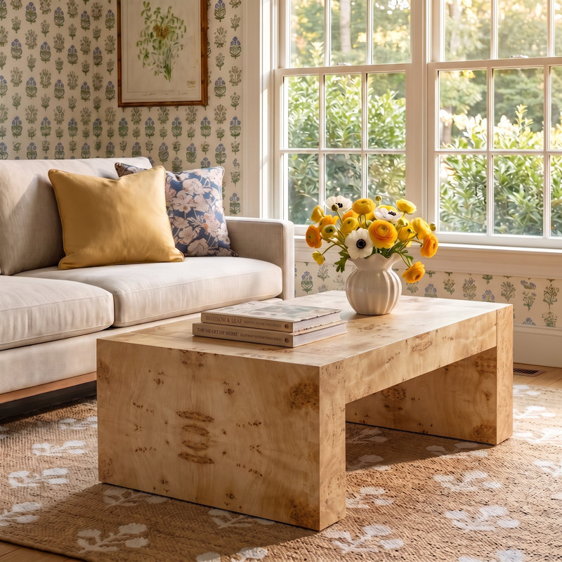 48.82" W Rectangular Single Coffee Table with Open Storage, Natural