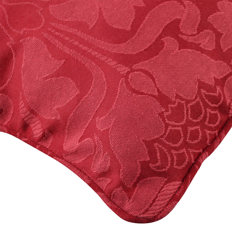 Damask Square Throw Cushion With Filling, Burgundy