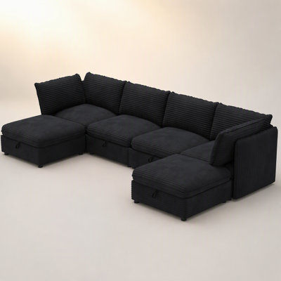 Modular Sectional Sofa, Convertible Sofa Seat With Storage, Sleeper Sectional Sofa Set, Fabric Flexible Modular Combinations for Living Room(6seats)