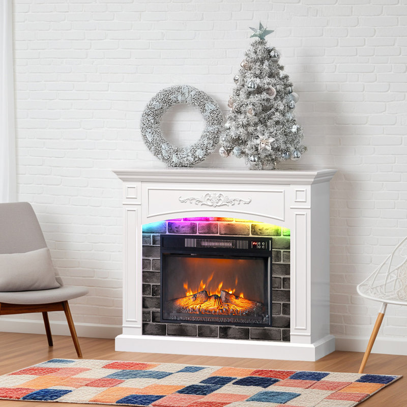 Farmhouse White 43'' TV Stand For Tvs Up To 55'' With 18'' Electric Fireplace