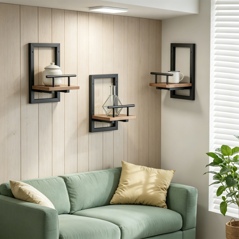 Tablettes flottantes pour plante d'intérieur, Brun rustique