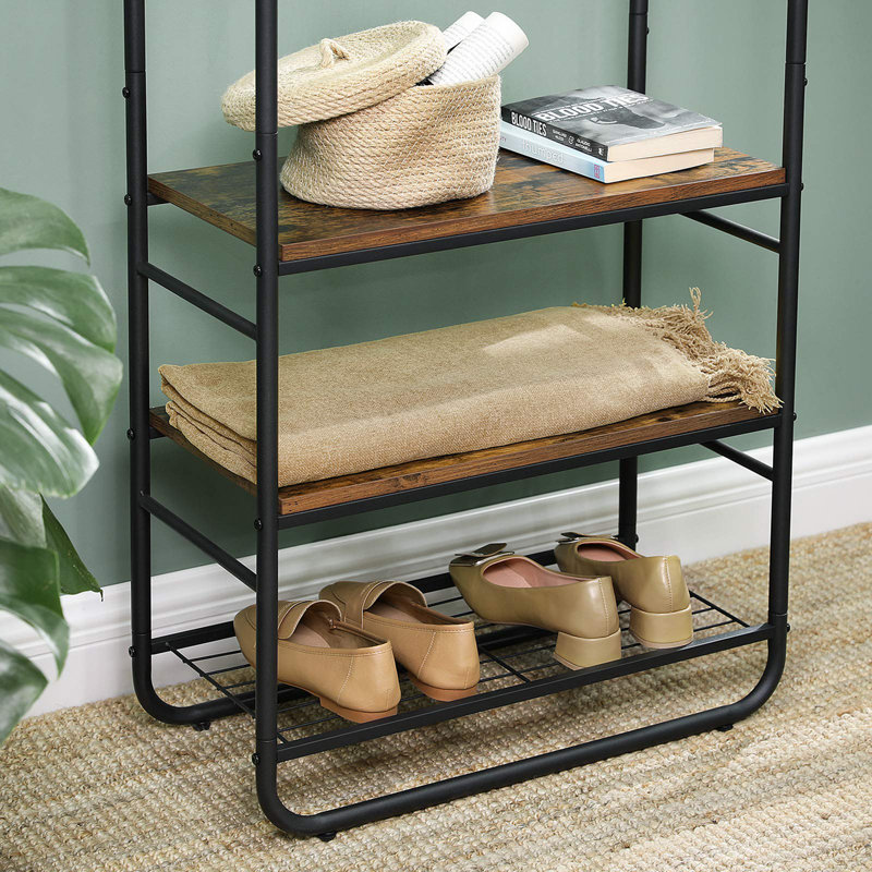 Bayoleth Metal Freestanding 4 - Hook Coat Rack, Vintage Brown