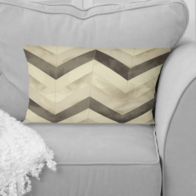Coussin moderne ivoire gris à chevrons modernes Bliss II