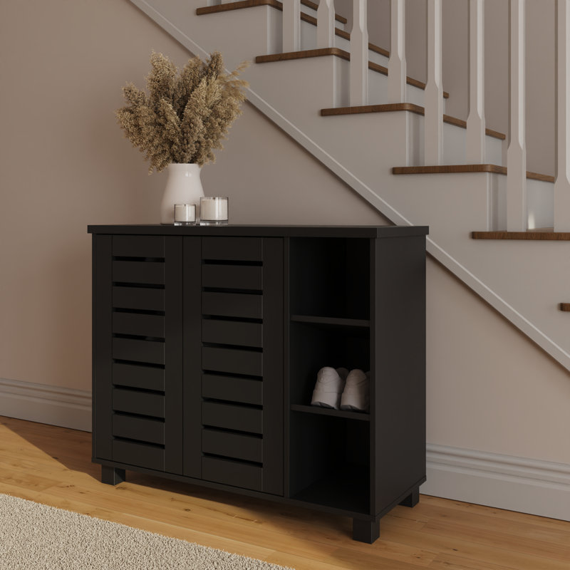 15 Pair Shoe Storage Cabinet, Black