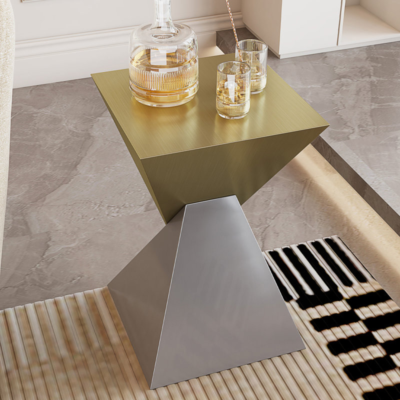 Table d'appoint abstraite moderne en acier inoxydable