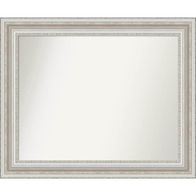 Parlor Silver Bathroom Vanity Non-Beveled Wall Mirror, 27.5 " H x 33.5 " W