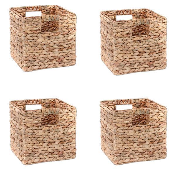 Trademark Innovations Foldable Hyacinth Storage Baskets with Iron Wire Frame (SE