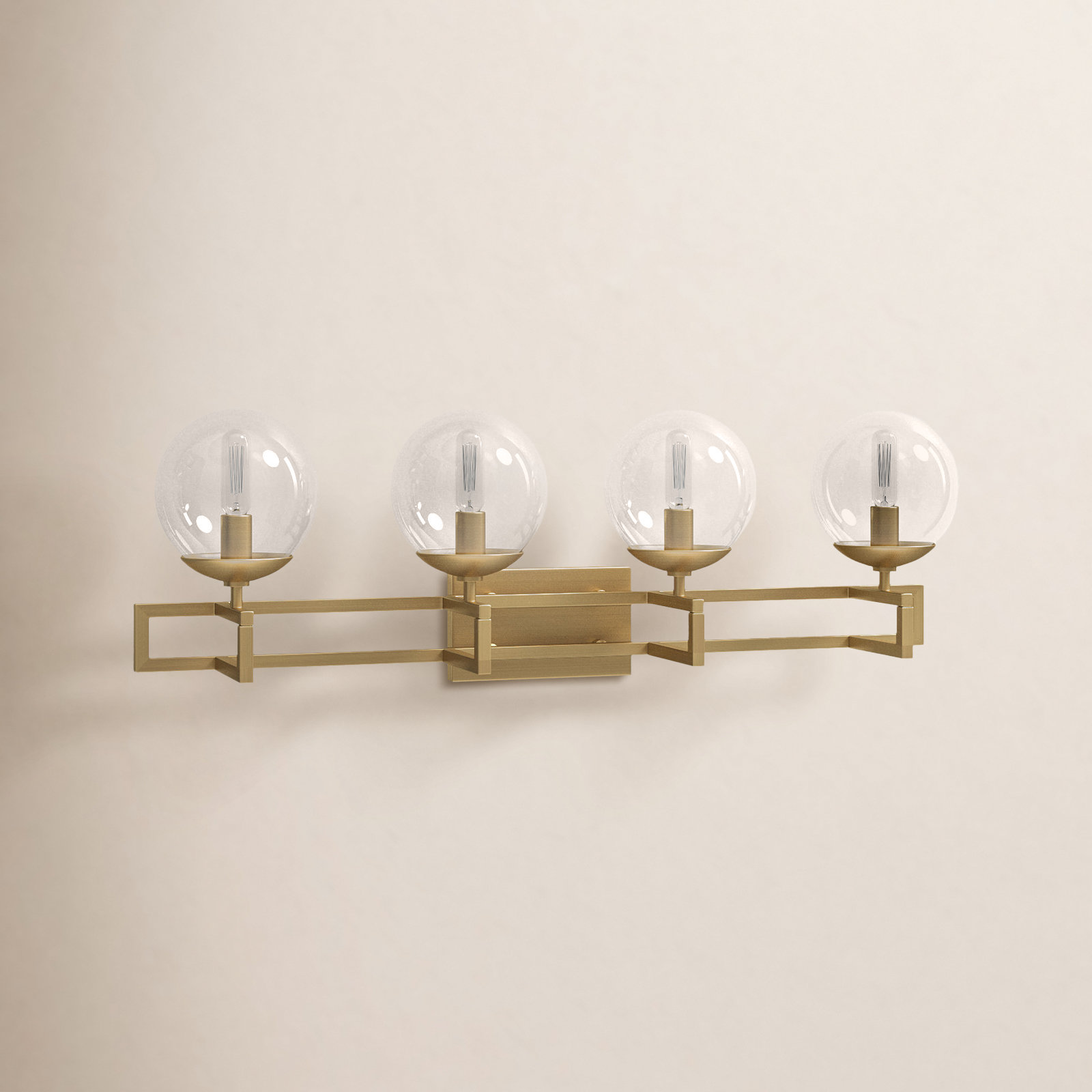 4 Light Dimmable Vanity Light, Brass