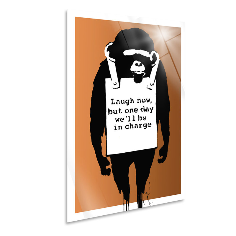 Laugh Now by Banksy - Unframed Graphic Art on Glass, 95cm H x 65cm W