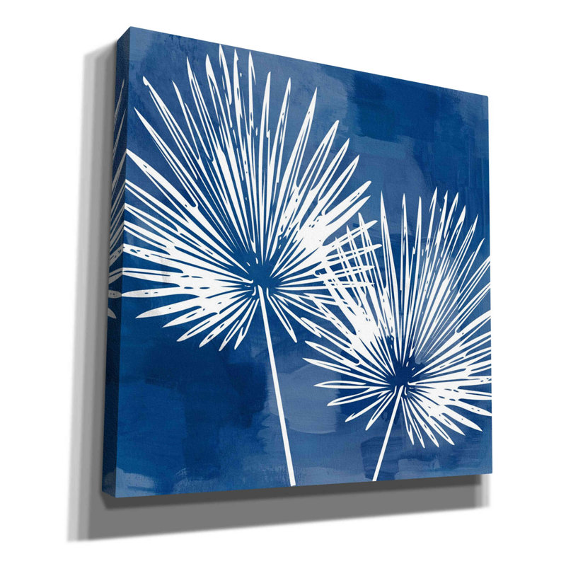 «Painted Sky Palms» par Linda Woods, art mural sur toile, H 12 po x l 12 po