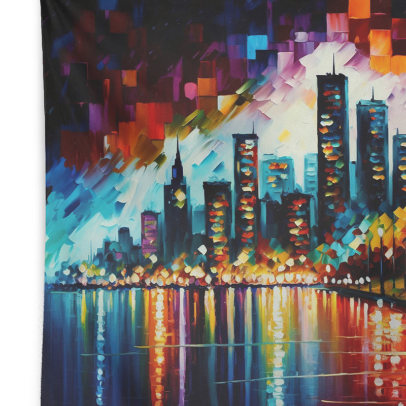 Tapisserie en polyester colorée City In Vancouver II avec punaises, H 50 po x l 60 po