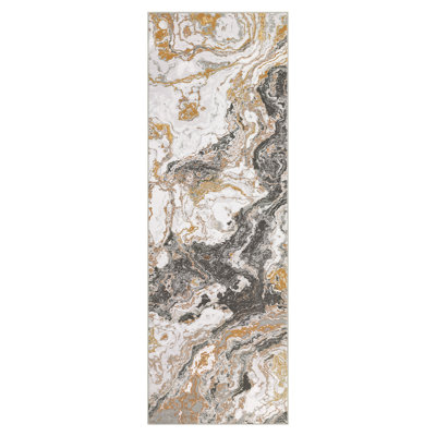2x6 Runner Grey Area Rug, Abstract Marble Accent Rug, Soft Luxury Carpet for High Traffic Areas, Washable Rugs for Living Room, Non Slip Home Decor Kitchen Rug