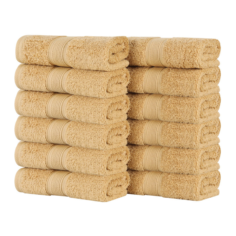 Ensemble de serviettes en coton biologique Lyndon, Doré, Ensemble de 12 débarbouillettes