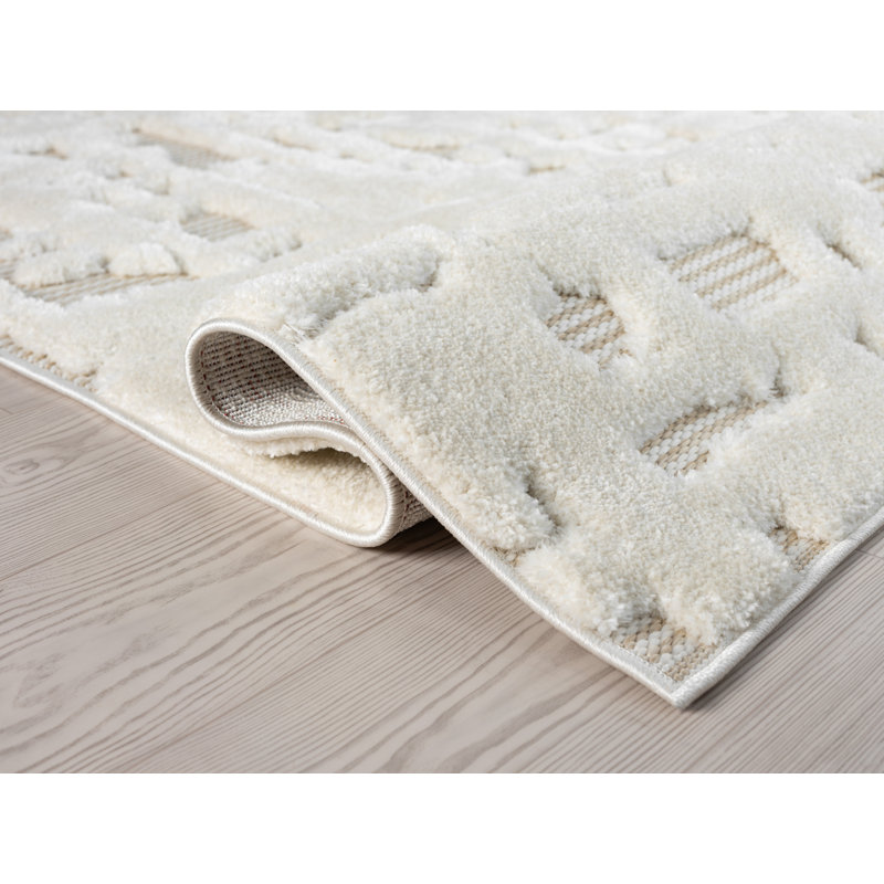 Oheneba Collection Modern Abstract Cream and Beige Area Rug, Rectangle 5' x 8'