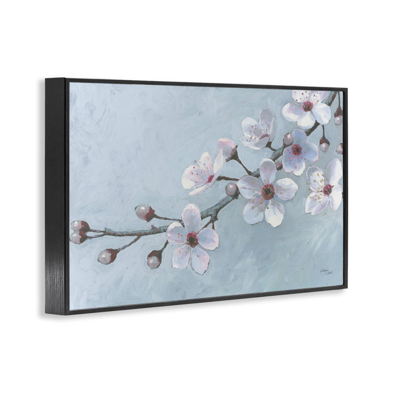 Branche de fleurs par Wellington Studio bg-028, H 12 po x l 18 po, Giclée encadrée noir minuit