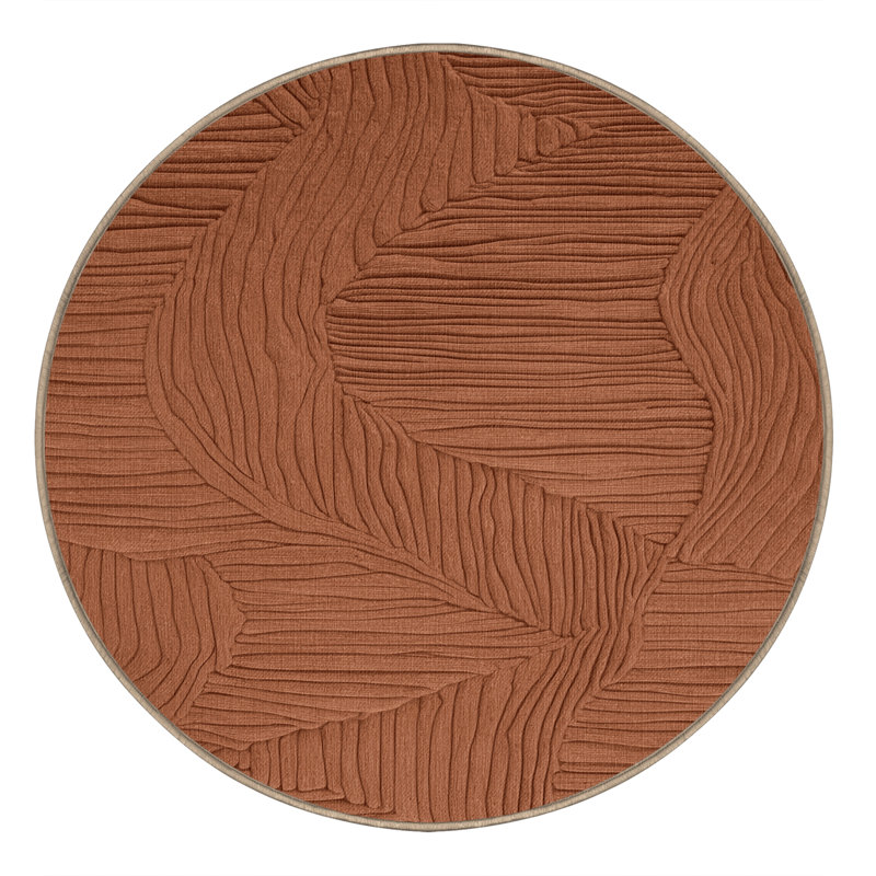 Machine Washable Abstract Brown Area Rug, Round 4'