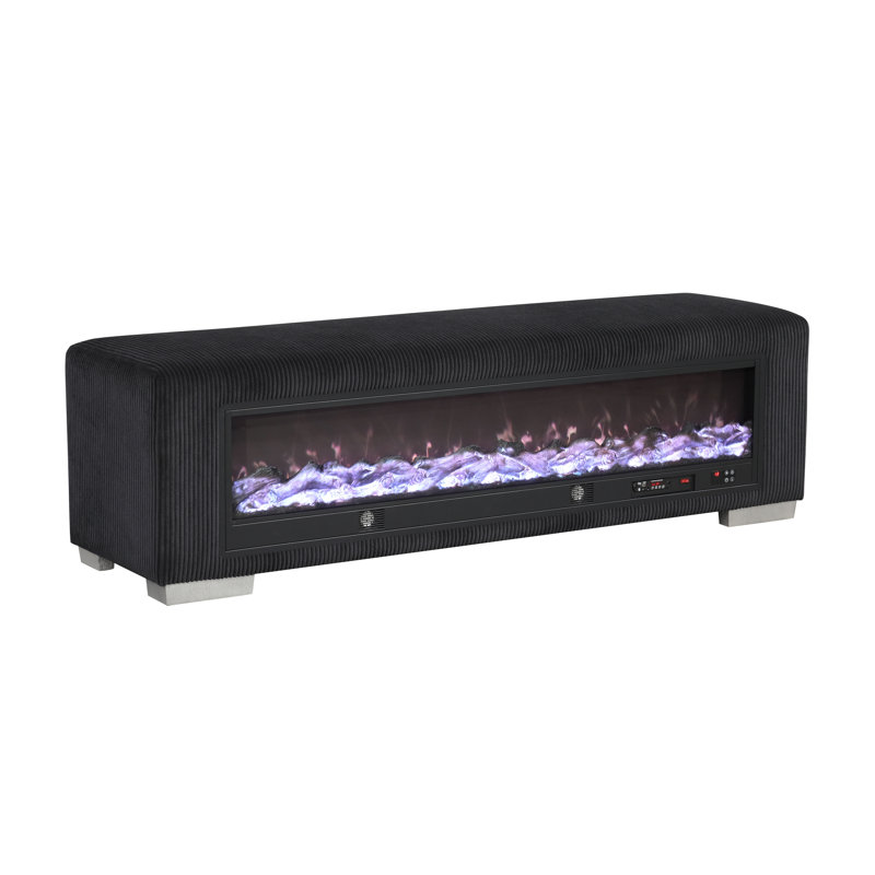 Banc avec foyer électrique Lystra, Noir