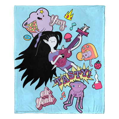 Cartoon Network Adventure Time Tasty Tunes Silk Touch Throw Blanket, Music Inspired Cartoon Throw, 5