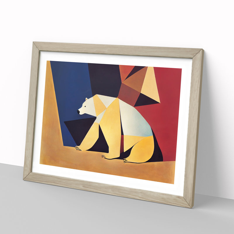 Cool Abstract Polar Bear - Framed Print, 34cm H x 46cm W x 2cm D, Oak