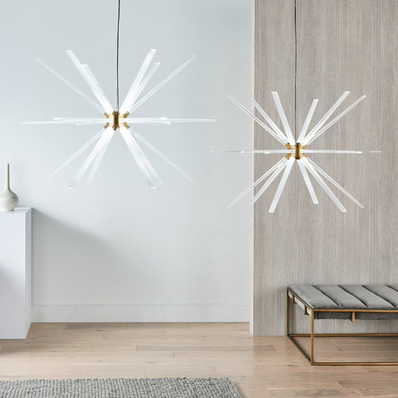 Photon 18 - Light LED Chandelier, Satin Nickel, 31.8" H x 48" W x 48" D