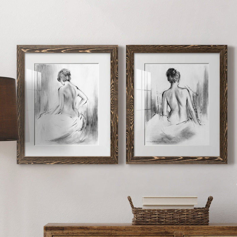 «Soft Silhouette V», ensemble de 2 reproductions sur toile, Impression encadrée avec passe-partout, H 44 po x l 31 po, Érable