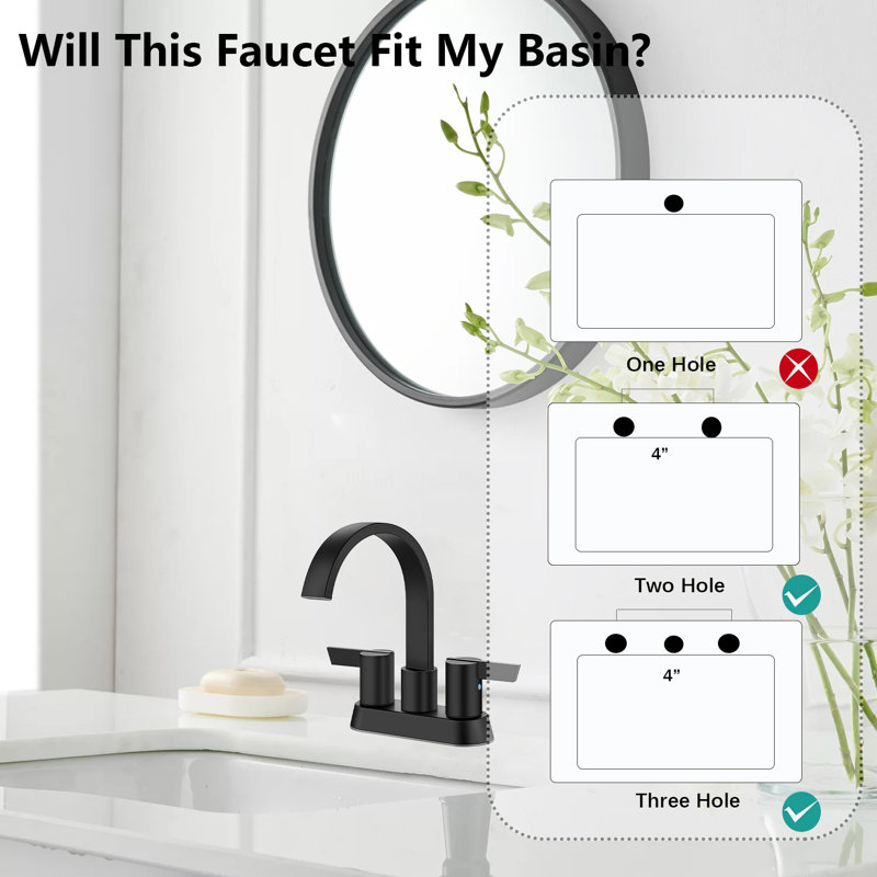 Cascade Elegance 4" Centerset Waterfall Bathroom Faucet With Pop-Up Drain, Matte Black