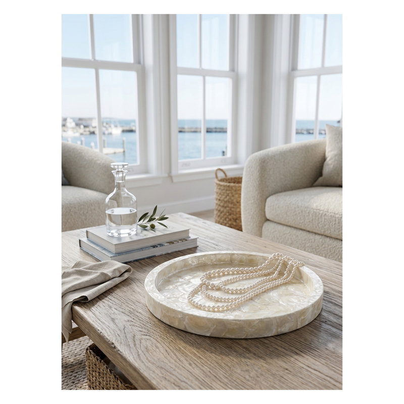 Plateau décoratif Capiz Capiz, H 1,8 po x l 15,7 po x P 15,7 po