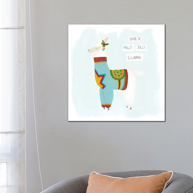 Fa-La-La-La Llama IV by June Erica Vess - Wrapped Canvas Print, 66.04 cm H x 66.04 cm W x 1.91 cm D