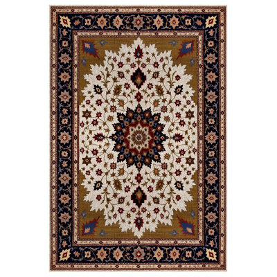 Madeline Collection Digital Print Cotton-Polyester Brown Colorful Moroccan Rug