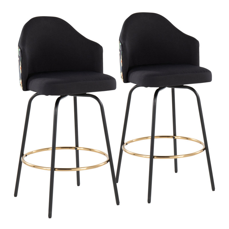 Tabouret de bar pivotant 29 po Tincea, Noir, Noir / doré