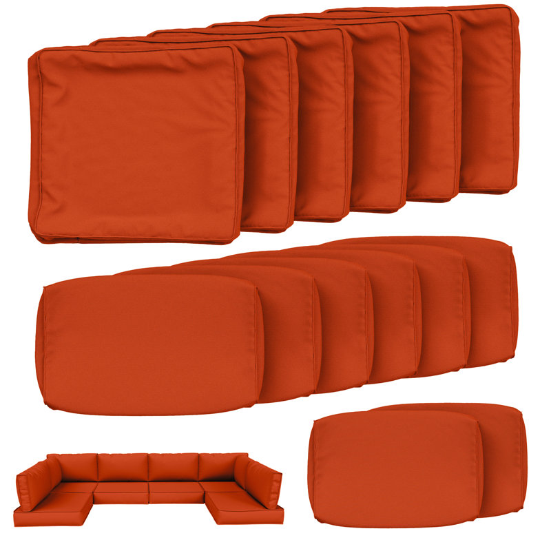 Outdoor 4” Cushion Covers Set Patio Furniture Cushion Covers, Only Covers, Orange