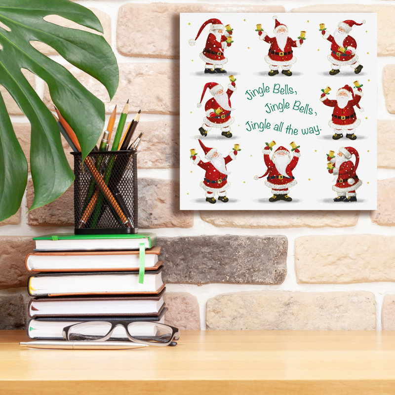  «Jingle Bells Santa» par Elle Media Group, art mural sur toile, 12 po x 12 po, H 12 po x l 12 po
