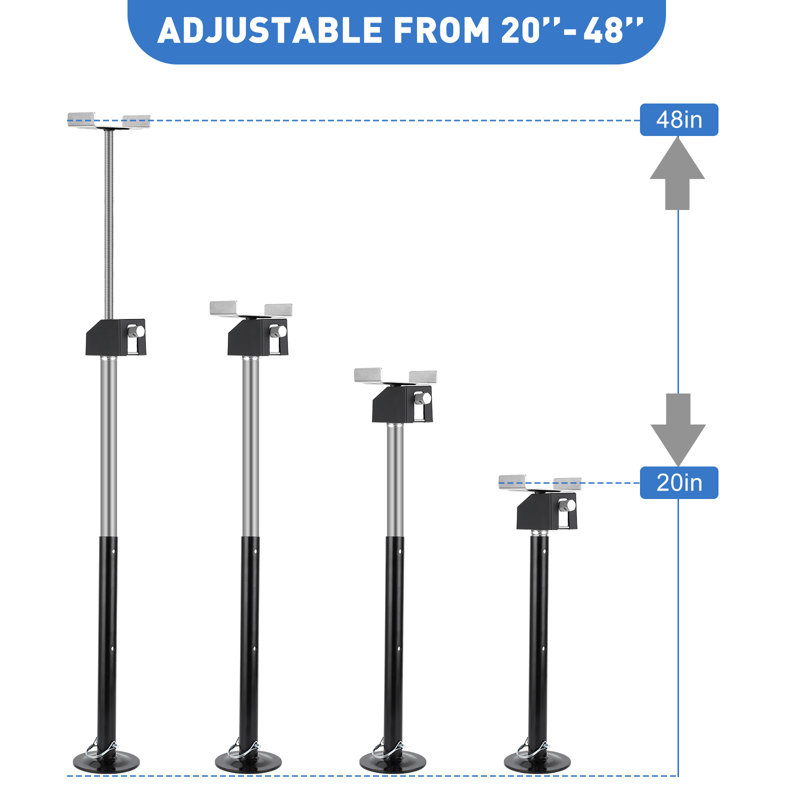 Lot de 2 vérins de support pour extension de caravane – Stabilisateurs robustes et réglables de 53 à 124 cm – Supportent jusqu'à 2 268 kg chacun – Supports de nivellement en acier durable pour caravanes et véhicules récréatifs