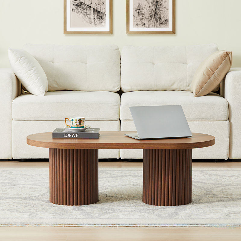 39.38'' W Oval Single Coffee Table, Walnut