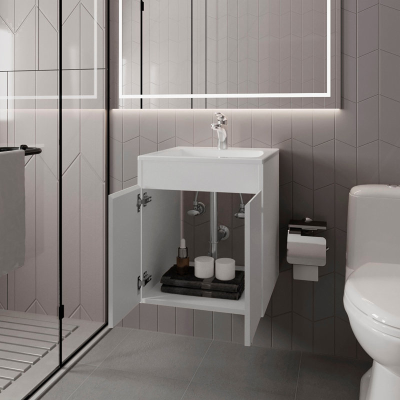 Meuble-lavabo avec deux portes Shoshoni, blanc, Blanc