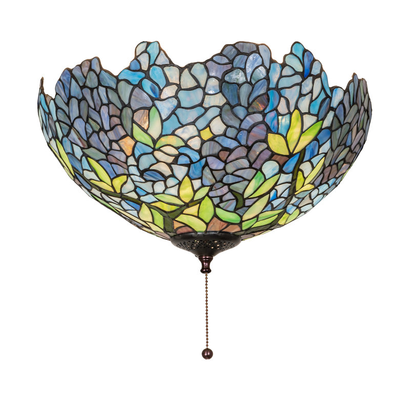 16" Wide Tiffany Wisteria Fan Light Fixture