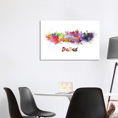 «Dallas Skyline In Watercolor» par Paul Rommer, impression sur toile tendue