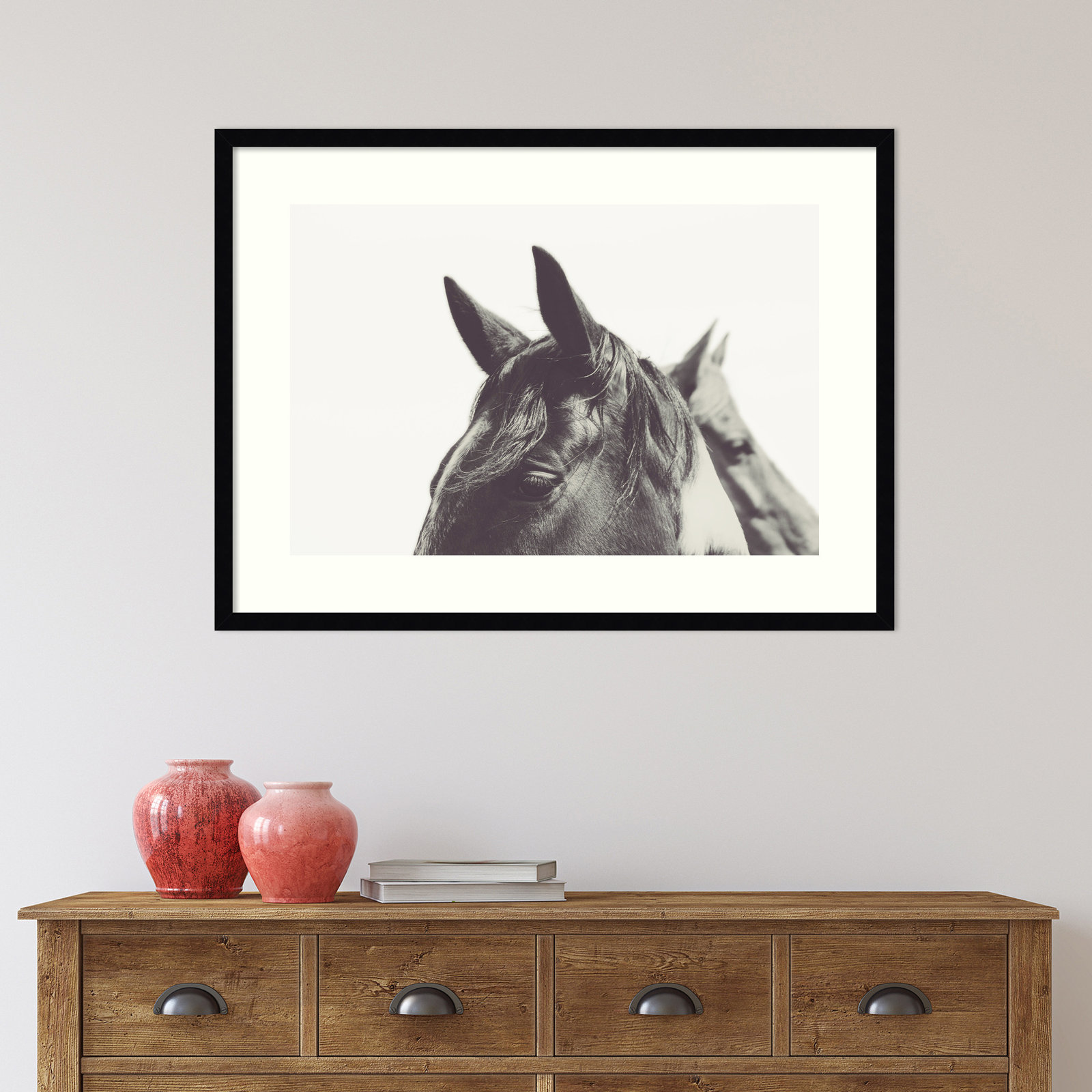 Horse Ears Macro Photo Print, 19.38" H x 26.38" W x 0.88" D, Black Framed Paper