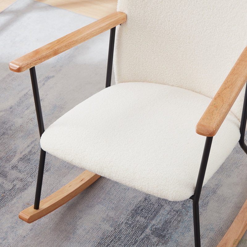 Chaise berçante, chaise d'appoint, chaise rembourrée avec dossier haut, Blanc