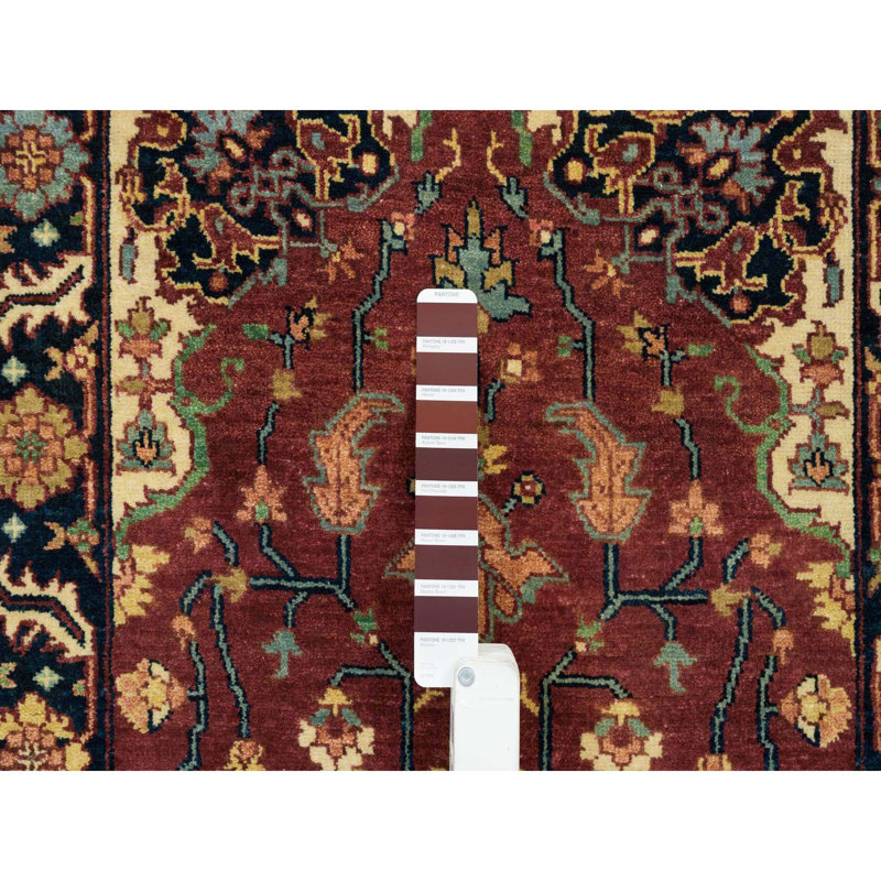 2'8"x12' Red Antiqued Saroogh Re-Creation Wool Hand Knotted Runner Rug F00856A91A4C41E9A597C331D8725799