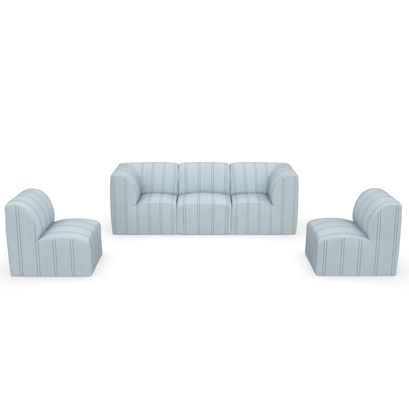 Eliana Sunbrella Outdoor Patio Secional Seating, Sunbrella Wayward Sky