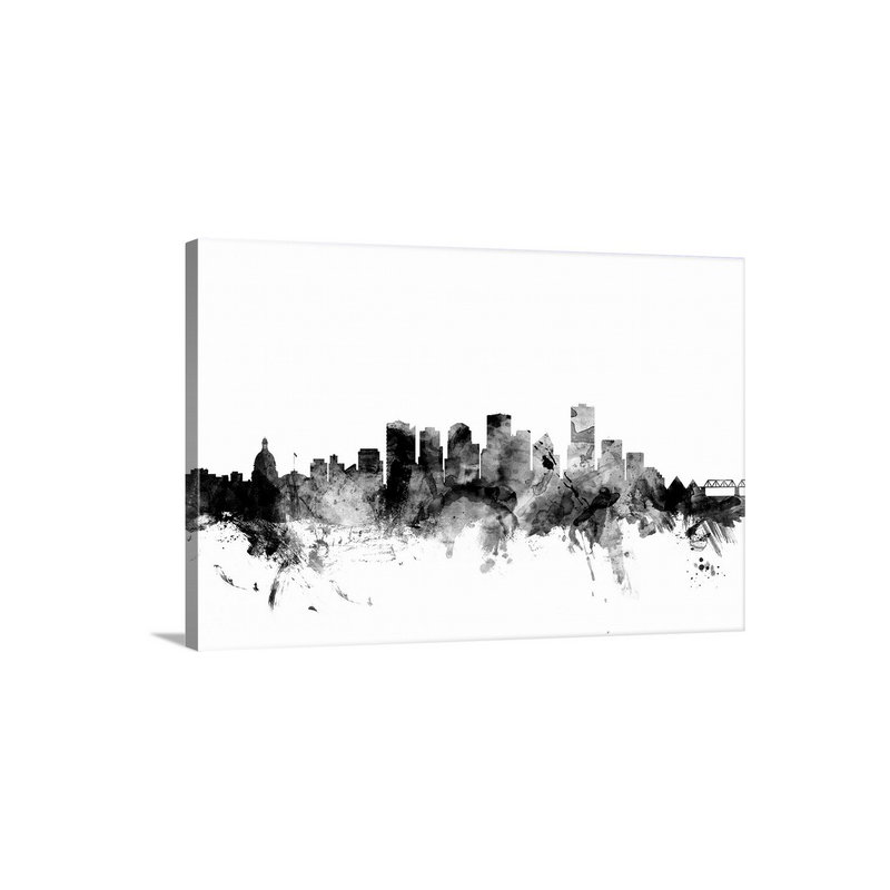 «Edmonton Canada Skyline» par Francy, impression, Toile, H 32 po x l 48 po x P 1,5 po