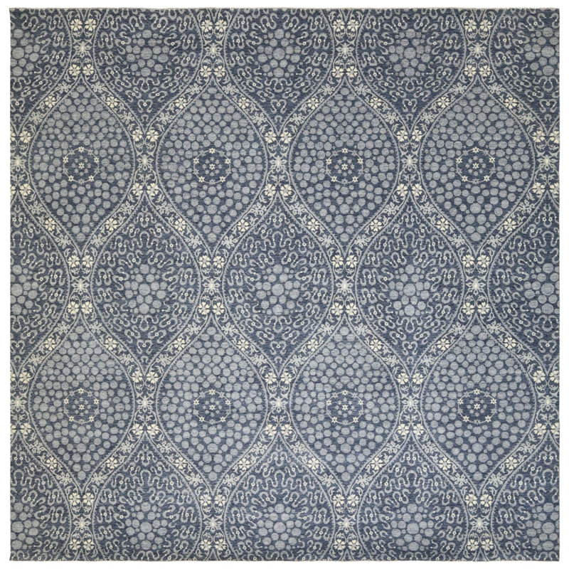 Tapis rectangulaire unique 12 pi x 12 pi 1 po bleu
