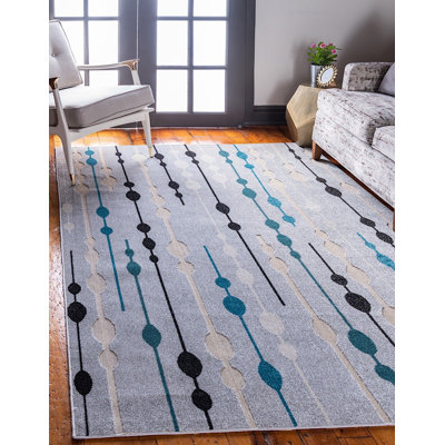 Tapis de véranda d'extérieur à pois gris