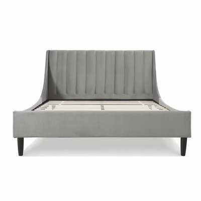 Helaina Velvet Upholstered Wingback Bed
