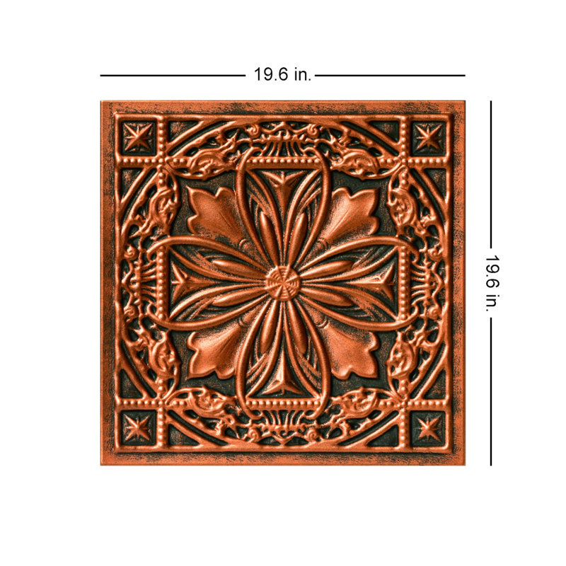 Lucas's Shield 19.63'' Antique Copper Polystyrene Ceiling Tile