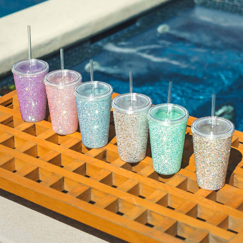Verre large Strass, Bleu clair iridescent