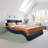 Upholstered Platform Bed Frame With Led Lighting, Bluetooth Connection To Play Music Control